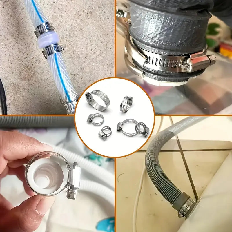 50-delni set nerjavečih cevnih objemk (6–29 mm) – črvni vijak (worm gear), škatla z razdelki